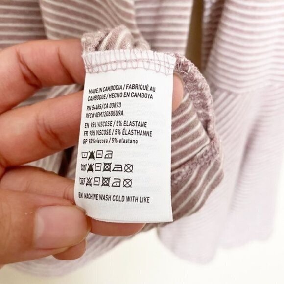 American Eagle Soft Sexy Bell Sleeve Flare Striped Blouse Top Pink Size XS - Picture 5 of 7